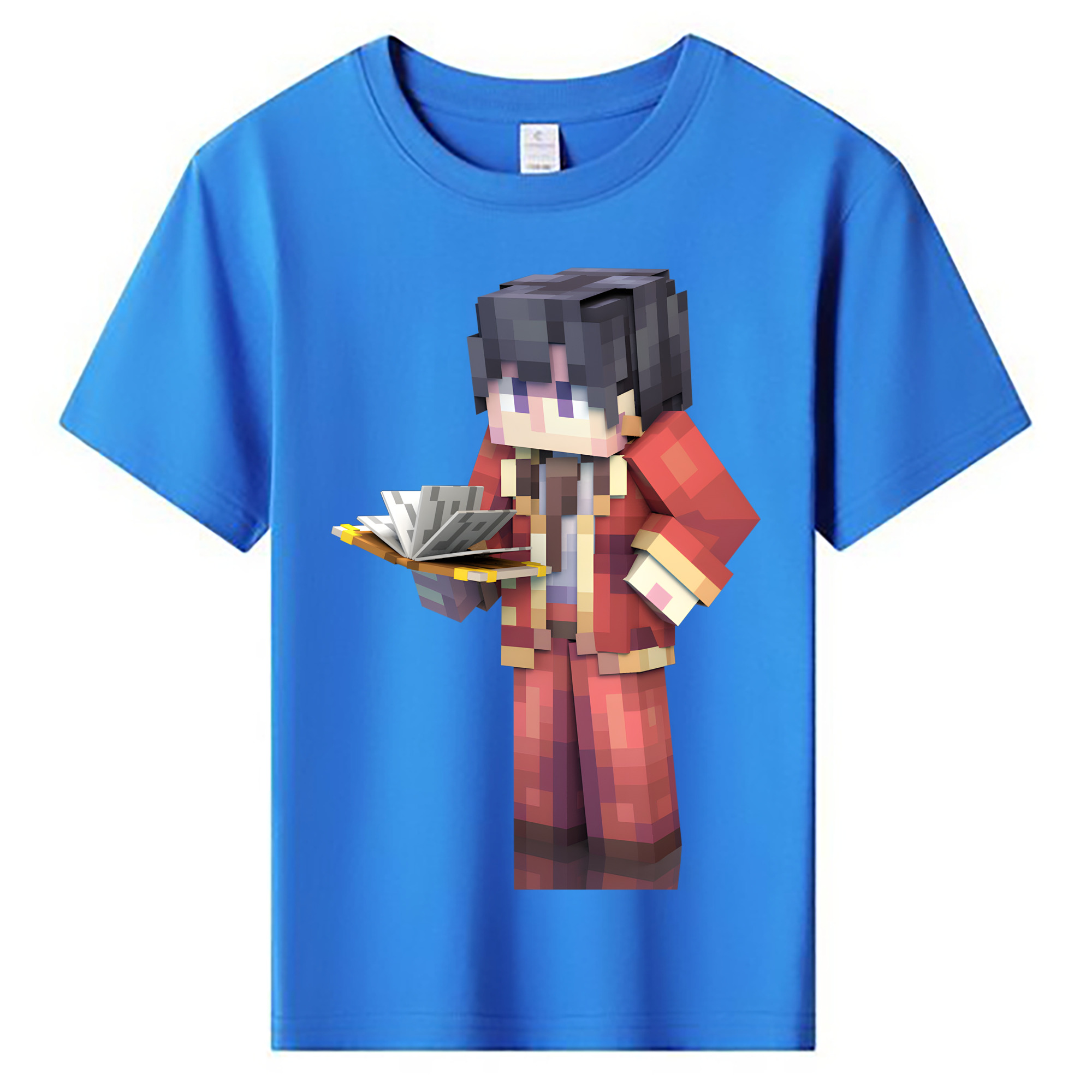 （画像用） マインクラフト ブロックの世界 Minecraft MC Block world 綿100％キッズTシャツ（フロントプリント）